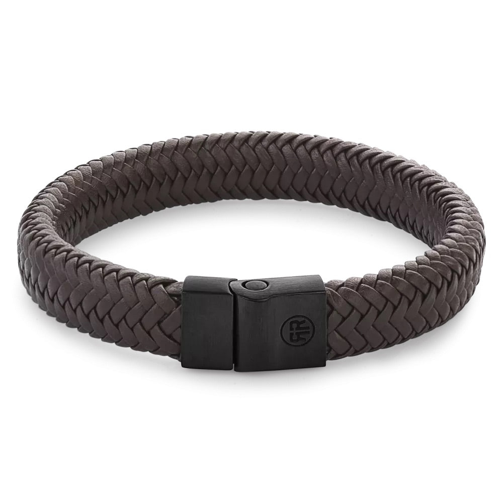 Rebel & Rose - Braunes Lederarmband Herringbone Brown Black