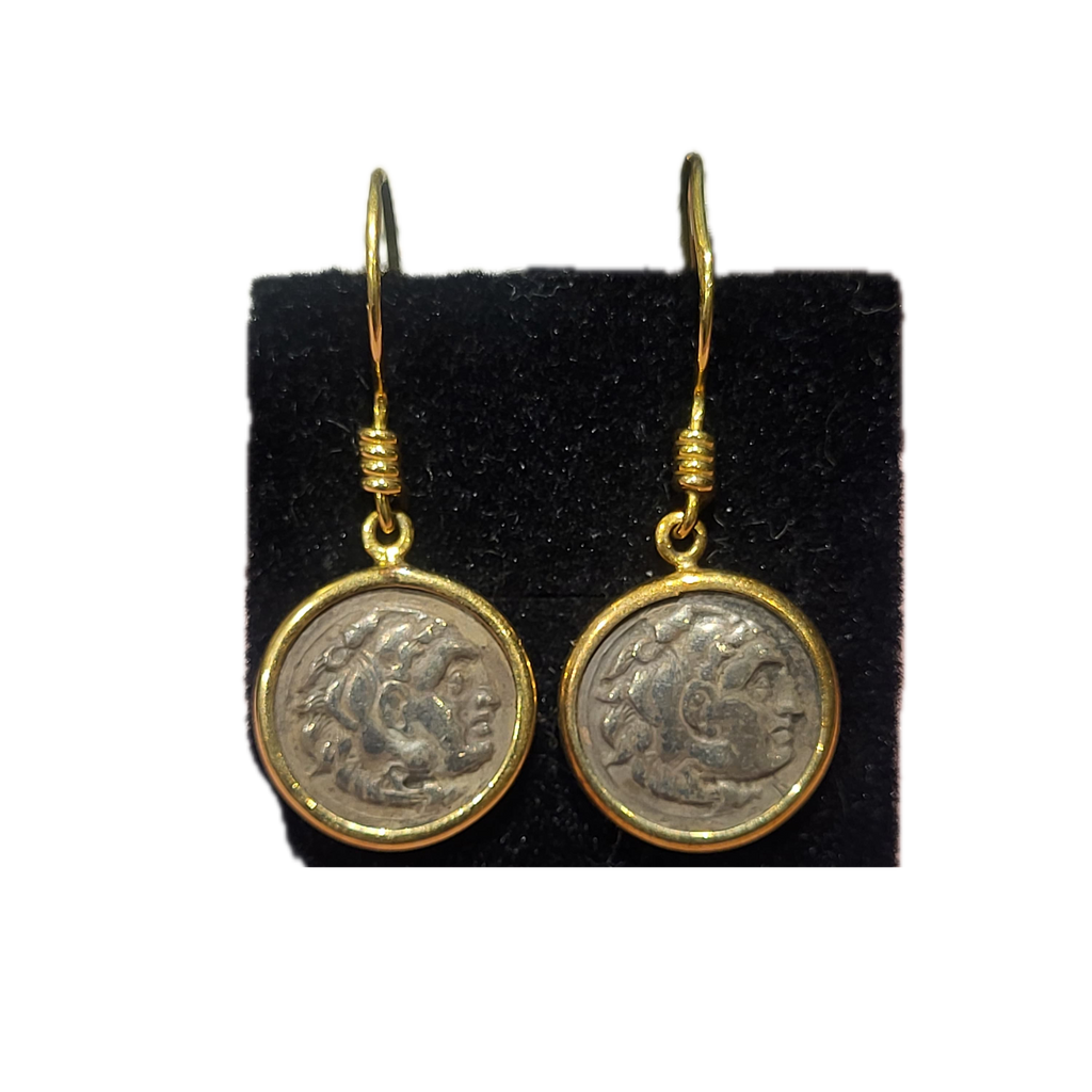 Antik Ohrring 14Kt Gold Tetra Drachmen